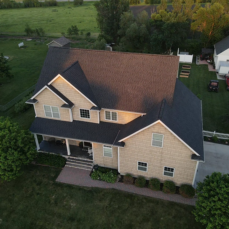 Aerial Shot of Newly Installed Shingled Roof on Home